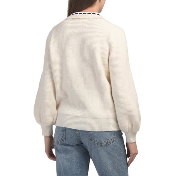 SUNDAY EDITION Cream Whipstitch Cardigan - Picture 2 of 2